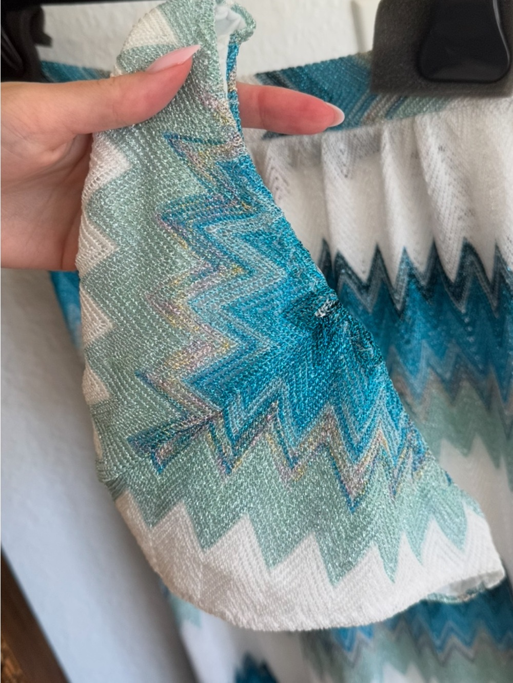 Missoni White and Blue Metallic Zigzag One-Shoulder Bikini NWOT - Picture 6 of 8